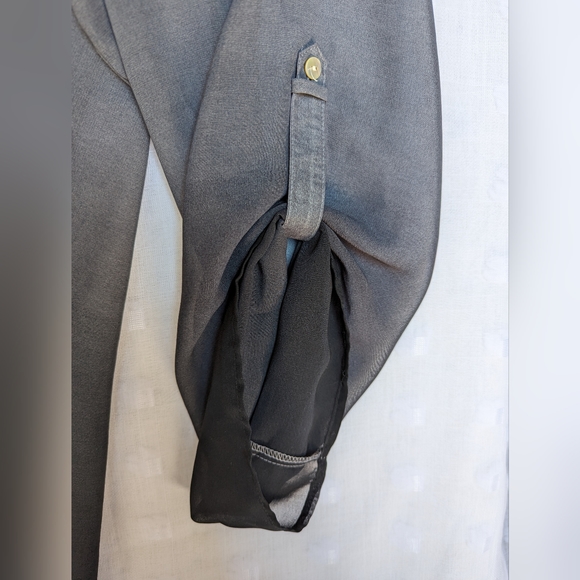 Roz & Ali Gray Ombre Portofino Sheer V-neck blouse, top 2XL - Picture 8 of 9